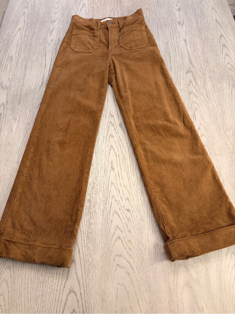 Frame Denim 70s Cropped Wide Leg Corduroy In Toast Size 24